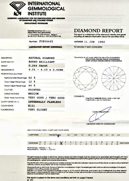 Foto 9 - Diamant-Brillant 0,244ct IGI Lupenrein Wesselton, D5573