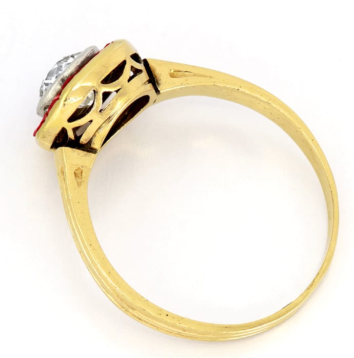 Foto 3 - Antiker Ring 0,7ct Diamant-Solitär Top-Rubine, R1534