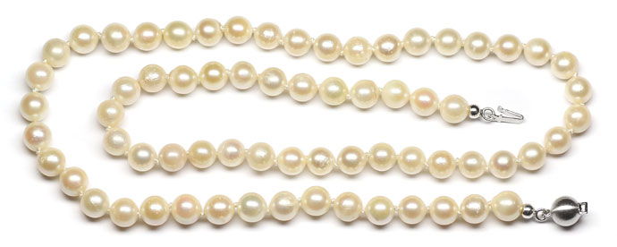 Foto 1 - Akoya Perlenkette in 51,6cm Länge Weißgold Kugelschloss, R7488