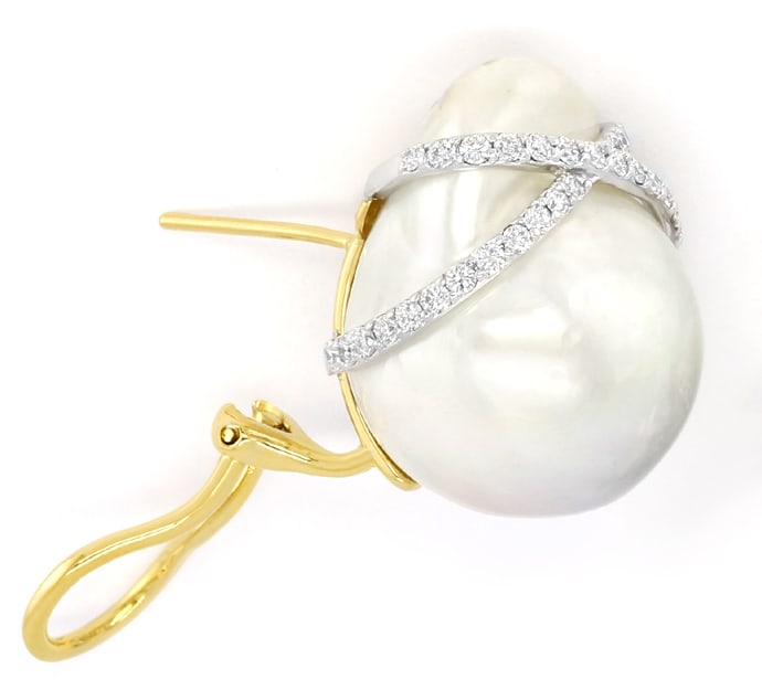 Foto 3 - Spektakuläre Perlen Brillanten-Goldohrringe, S5329